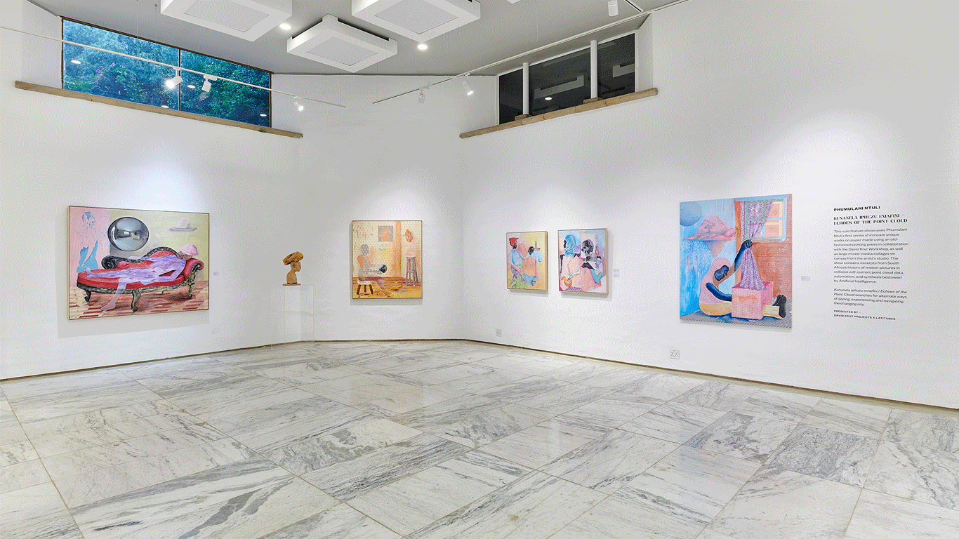 Phumulani Ntuli At Kunanela Iphuzu Emafini/Echoes From The Point Cloud, Latitudes Center For The Arts. Cr Anthea Pokroy.